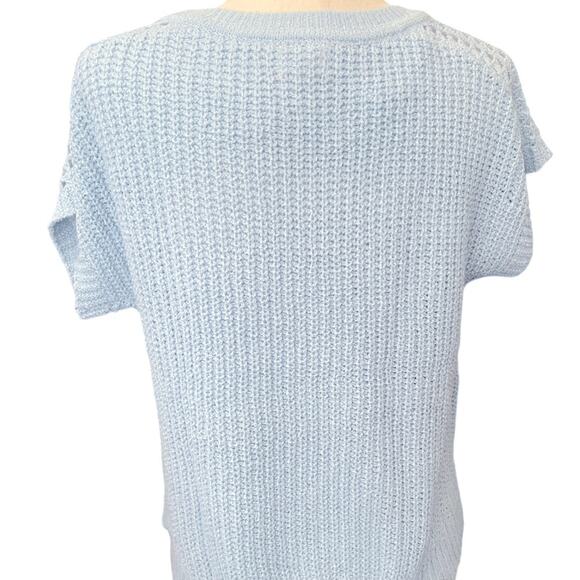 Griege Powder Blue Short Sleeve Knit Capsule Sweater S - Picture 4 of 8